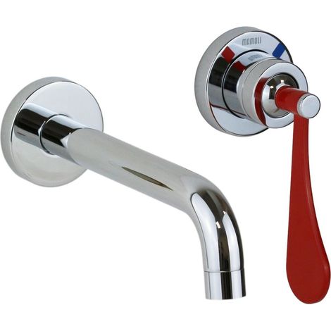 Mitigeur lavabo mural avec bec long 190 mm avec manette rouge Mamoli Paola&TheBathroom 494700000C21  Rouge (1/2)