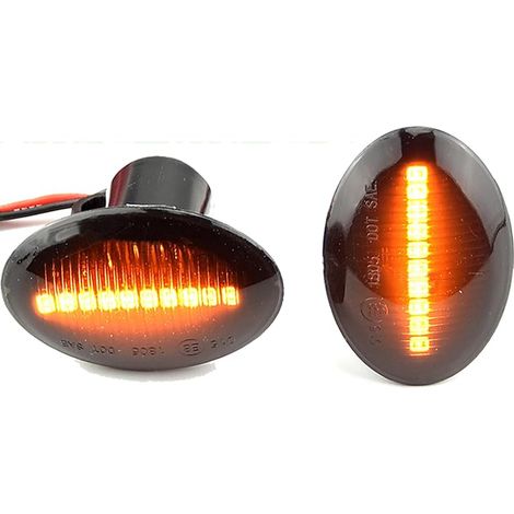 Feux latéraux dynamiques à LED en 2 parties Compatible avec FI-AT 500 500C 500LT10,Abarth 500 595 695 (Noir Fumé) (1/5)