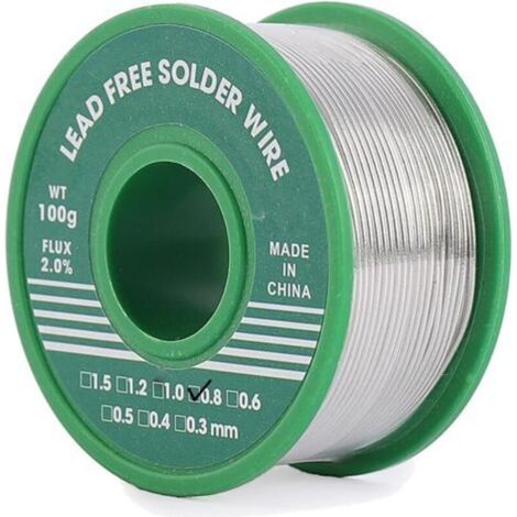 Étain à Souder, Fil étain de Soudure Sans Plomb 0.8mm 100g, Mince à Noyau Avec Flux de Colophane, Sn99%-Ag0.3%-Cu0.7%, Bobine d'étain à Souder pour Soudure la électrique (1/5)