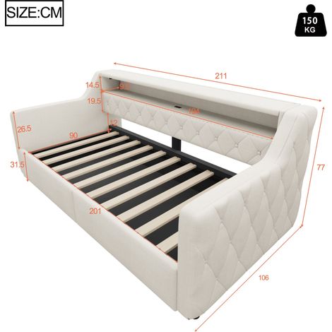 Couchtisch aus MDF in Beige 211 x 106 x 77 cm HOMAIRE (1/5)
