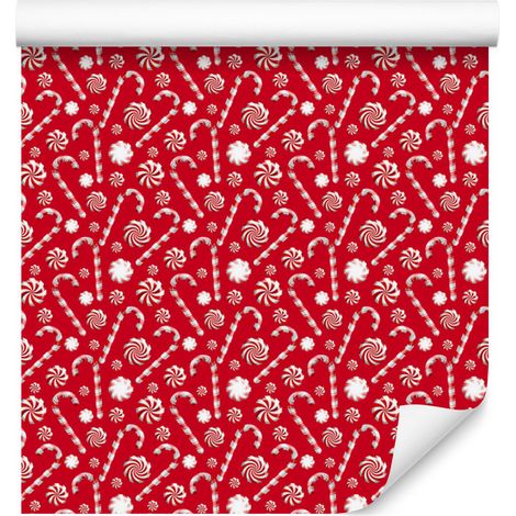 Papier peint de Noël à motifs menthe, rouge et corail 50x1000 cm (1/5)