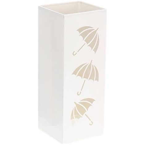 royaluxe -Porte-parapluie seau de rangement pour parapluie en métal carré - Blanc (1/5)