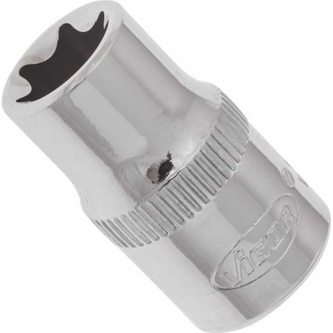 VIGOR Innenvierkant Antrieb 6,3 = 1/4 Zoll TX Steckschlüssel-Einsatz Außen TX Profil V2722 Vierkant hohl 6,3 mm (1/4 Zoll) Außen TX Profil E10 Gesamtlänge: 24.8 mm (1/3)