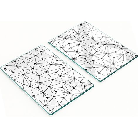 Taglieri da cucina decorativi in vetro con motivo a linee e cerchi, 2x40x52 cm (1/5)