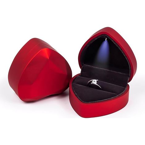 1 Pièces boite bague, Boite alliance mariage, Ecrin bijoux, Rouge (1/5)