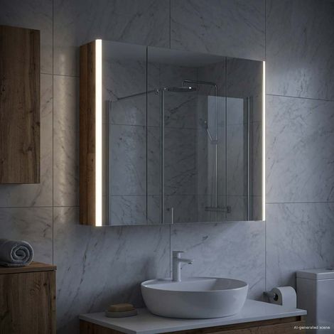 Armario con espejo de baño Madera vieja 83,5 x 15,5 x 70 cm