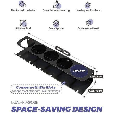 Support pour aérosols, accessoire d'atelier, espace pour 5 pulvérisateurs et 6 bombes d'air comprimé, 1 pièce (1/3)