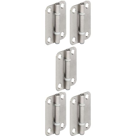 5x Charnière en acier nickelé pour portes coulissantes pliantes forme de lame arrondie goujon riveté et paliers lisses en plastique Raccord Paumelle Meuble Placard, 40 x 30mm (1/2)