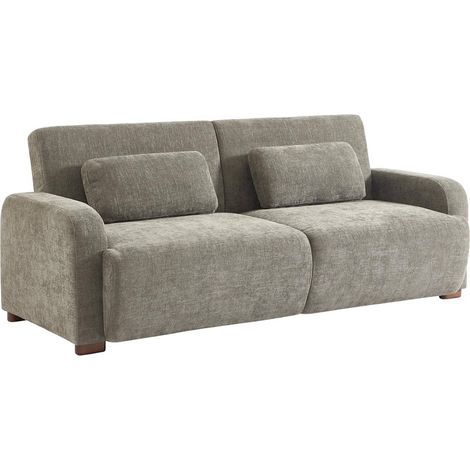 sweeek - 3-Sitzer Schlafsofa mit Stoffbezug, Stoff, Graugrün