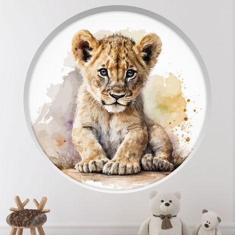 Stickers Trompe l'oeil Arche ronde Enfants - Tigre - Diamètre 30 cm (1/4)