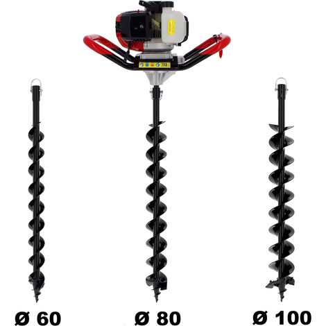 SURICUT - Tarière thermique SEMI-PROFESSIONNELLE 62 cm3 + lot de 3 mèches (60, 80 et 100 mm) (1/5)