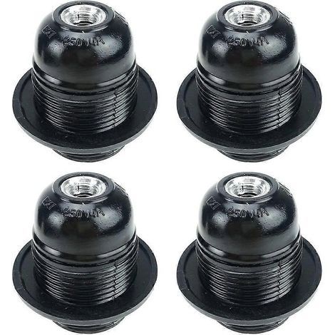 Douille E27 noire, support d'ampoule E27, lot de 4 douilles E27, ampoule à douille E27, lumière fixe, adaptateur de douille noir (1/5)