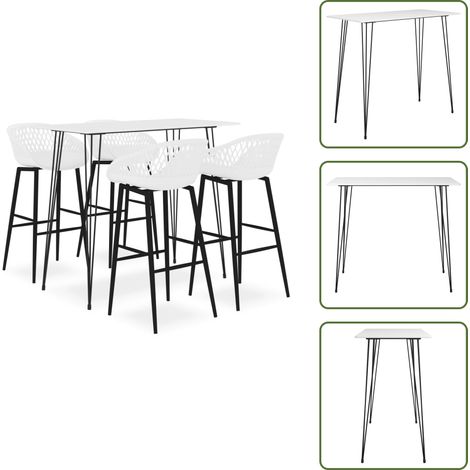 5-tlg. Bar-Set Weiß - Bar Set - Bartisch - Barhocker - Kücheninsel - Wohnzimmer Dekoration (1/5)