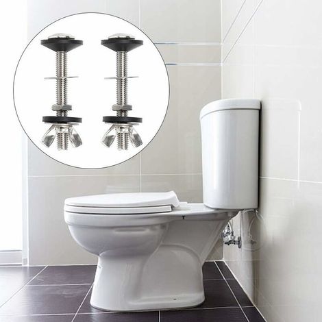 Set di 2 bulloni per cassetta di scarico del WC in acciaio inox, fissaggio universale per tazza del WC, facile da installare. (1/4)