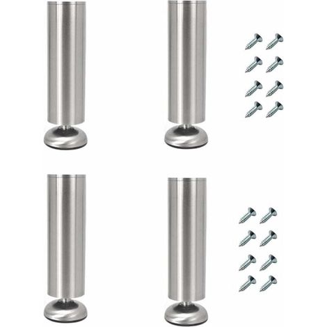 Lot de 4 Pieds de meubles, Acier inoxydable, Réglables 0-10 mm, Longueur 35 cm, Charge 200 kg, Pour table basse, Meuble TV (1/5)