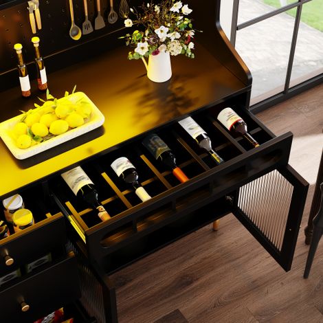 Armoires hautes adaptées au salon, à la cuisine ou à la salle à manger les armoires de salon sont équipées d’étagères réglables, d’un éclairage LED et de tiroirs avec casiers à vin dimensions : 145 (1/5)