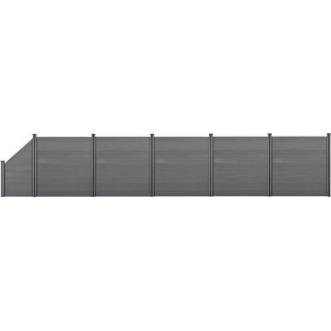 Recinzione frangivista quadratica e obliqua in legno composito (WPC) 183 x 973 cm grigio 030001462