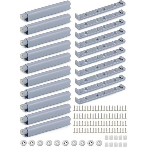 Amortisseur porte placard Push to Open gris – Système avec piston à ressort – 10 pièces pour fermeture amortie – Installation facile (1/5)