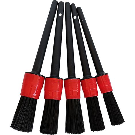 Ce kit de nettoyage automobile en 5 pièces comprend une brosse pour les recoins intérieurs en fibres synthétiques douces, adaptée aux SUV, camions, fourgonnettes et autres types de véhicules. (Rouge) (1/5)