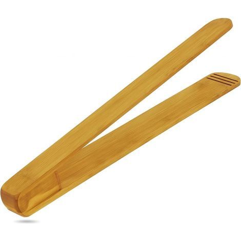 Pince Barbecue Bois Cerisier - 1 Pièce - 30cm - Rainures Anti-dérapantes - Cuisine Et Grill - Naturel (1/5)