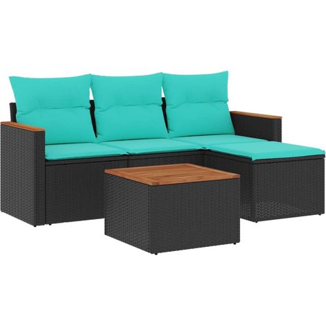 Maison Exclusive - 5-teiliges Gartensofa-Set mit Kissen, schwarze