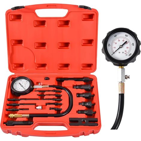 Tester di compressione diesel, tester di compressione per motori diesel da 1000 PSI 70 bar, kit di test di compressione motore con adattatore per candeletta di preriscaldamento per auto, camion e trat