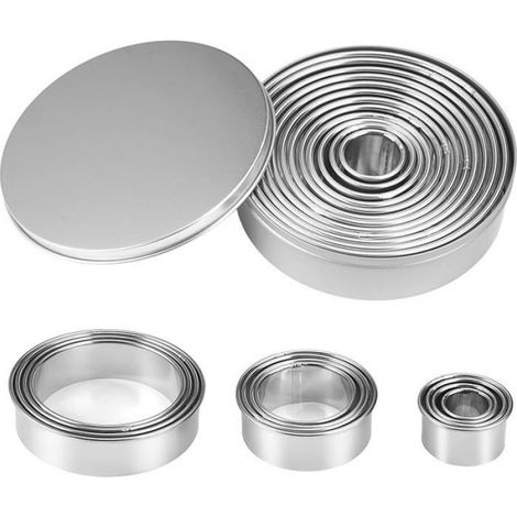 12 Pièces Emporte-pièce Rond,Acier Inoxydable,Diamètres 2,4cm-11,2cm,Cuisine,Pâtisserie,Famille (1/5)
