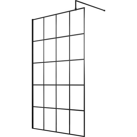 Balterley Werrington 8mm Toughened Safety Glass Black Framed Wetroom Screen - 1000mm (1/2)