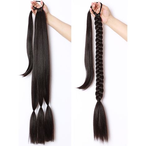 Extension de queue de cheval tressée, queue de cheval à faire soi-même, queue de cheval postiche avec élastiques pour femmes, coiffure de soirée au quotidien (1/5)