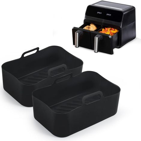 Lot de 2 pots en silicone pour friteuse sans huile – Résistance à la chaleur jusqu'à 430°C – Compatible Ninja Foodi 8QT – Facile à nettoyer (1/5)