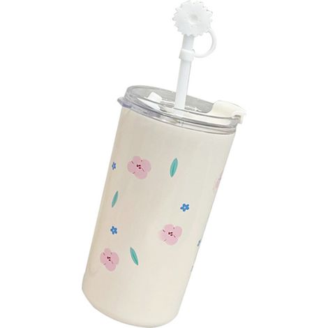 Gobelet isotherme en acier inoxydable à double paroi, réutilisable, avec couvercle à paille, pour filles et garçons. (1/5)