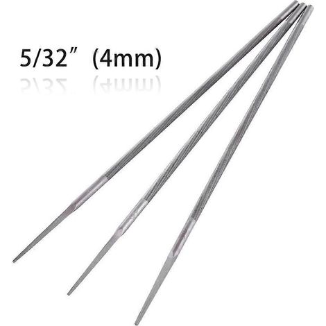 Lot de 3 limes rondes d'affûtage pour tronçonneuse, 4 mm (5/32"), pour le travail du bois. (1/3)