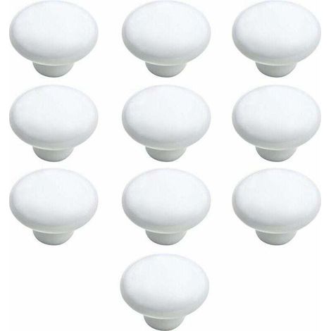 10er-Packung 33-mm-Keramik-Türknöpfe für Küchenschränke und Schubladen, Weiß (1/4)