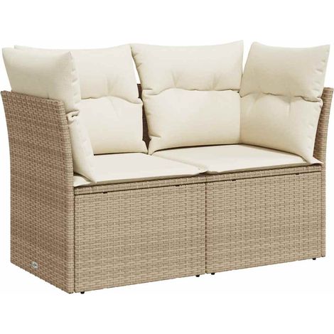 Maison Exclusive - Divano da Giardino con Cuscini a 2 Posti Beige in Polyrattan