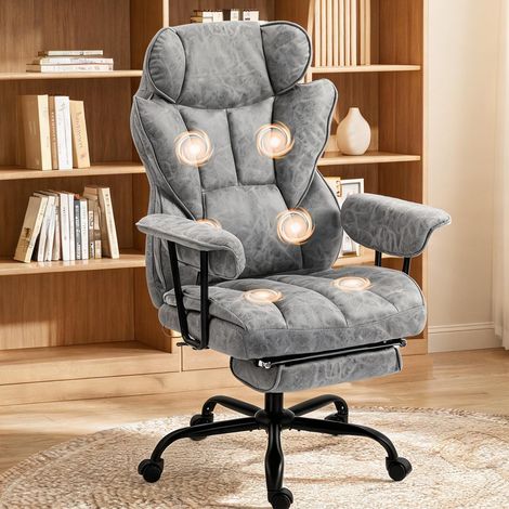 Chaise de bureau coloris gris en technical cuir 76 x 77 x 126 cm (1/5)