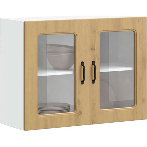 Küchen-Hängeschrank mit Glastür Kalmar Artisan-Eiche Holzwerkstoff