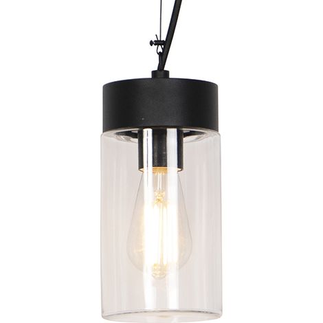 QAZQA Lampada a sospensione jarra - Moderno - Vetro,Acciaio inossidabile - Nero - Oblungo Max. 1 x Watt