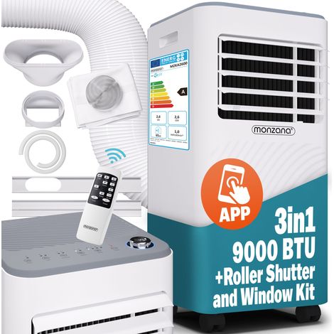 MONZANA® 3in1 Mobile Air Conditioner 24h Timer Sleep Mode Remote Control Dehumidifier Air Conditioner Cooler with Exhaust Hose 9000BTU 1000W (1/5)