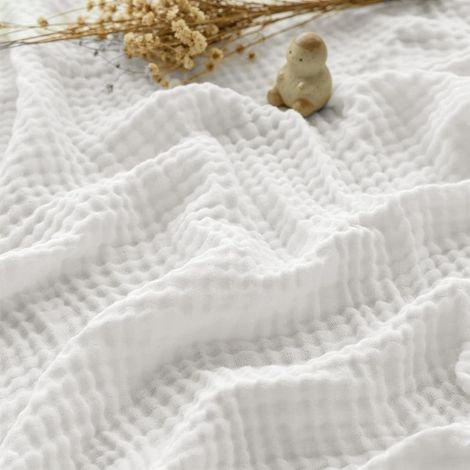 Couverture en mousseline 150 x 200 cm – 100 % coton – Couverture d'été douce à 6 couches – Respirante fine pour lit et canapé, couvre-lit et canapé, blanc (1/5)