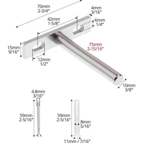 4 Pcs Fixation Invisible pour Étagère Mural en Bois, 75mm Supports Étagères Flottante avec Vis de Montage (1/5)