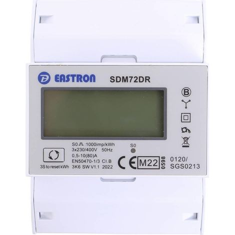 Contatore energia trifase Counttec SDM72DR compatto 80 ampere