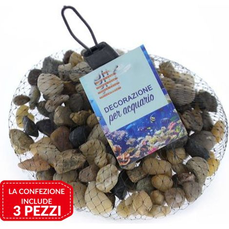 TrAdE Shop Traesio - 3pz Pietre Decorative Acquario Decorazione Sassi Piante Vasi 300gr 0.5x0.8 Cm - (1/4)