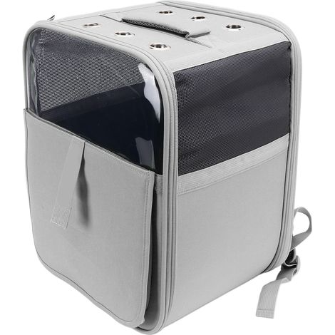 Sac à dos de transport pour animaux de compagnie en maille respirante, avec conception à 3 côtés en maille, pour petits chiens, chats et lapins. Gris agate. (1/5)