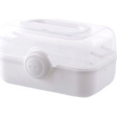 Boîte à pharmacie en plastique multicouche – Taille moyenne – Blanc nacré – Avec boîtes amovibles (1/3)