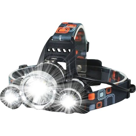 Lampe Frontale LED Rechargeable, Lampe Torche Puissante 4 Modes 3 LED CREE XML-T6 Lampe Torche Frontale Zoomable et Étanche avec Câble USB et 2 Batteries Le Camping Pêche Chasse (1/5)