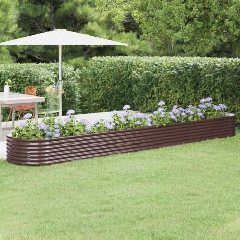 vidaXL Jardinera arriate acero galvanizado marrón 440x80x36 cm (1/5)