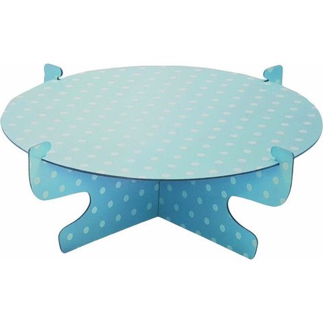 TrAdE Shop Traesio - Alzata Stand Azzurro Pois 31cm In Cartone Carta Usa Getta Supporto Per Torta -