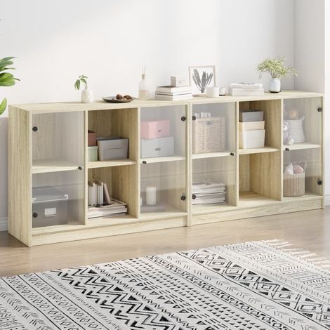 Bücherschrank mit Türen Sonoma-Eiche 204x37x75 cm Holzwerkstoff