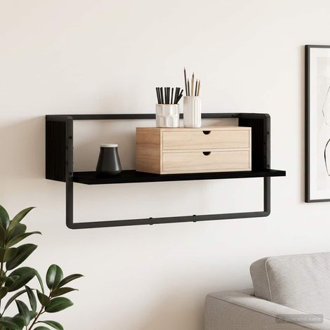 vidaXL Étagère Murale Montage mural Chêne noir 65 x 25 x 30 cm (1/5)