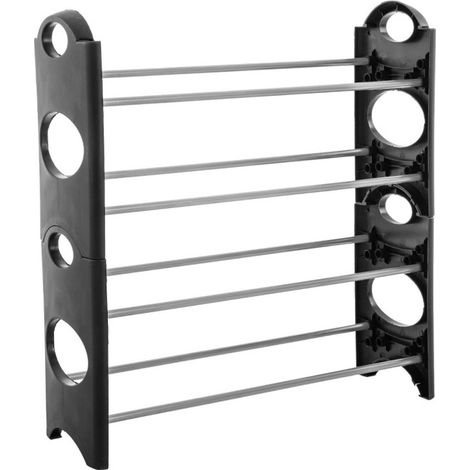 Lot de 2 Rack à Chaussures "Clipsables" 62cm Noir (1/4)